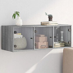 vidaXL Armoire murale avec portes en verre sonoma gris 102x37x35 cm