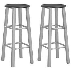 vidaXL Tabourets de bar lot de 2 argenté MDF 