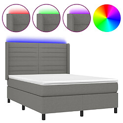 vidaXL Sommier à lattes de lit matelas LED Gris foncé 140x200 cm Tissu