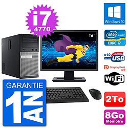 PC Tour Dell 9020 Ecran 19" Intel i7-4770 RAM 8Go Disque 2To Windows 10 Wifi - Occasion