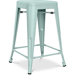 ICONIK INTERIOR Tabouret de bar - Design industriel - Acier mat - 60cm - Nouvelle édition - Stylix Vert pâle 