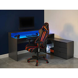 Vente-Unique Bureau d'angle gamer NEHA - Avec rangements et LEDs - MDF - Gris