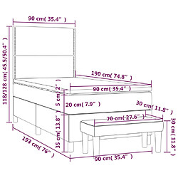 vidaXL Sommier à lattes de lit et matelas Gris clair 90x190 cm Velours pas cher