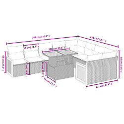 Acheter vidaXL Salon de jardin avec coussins 10 pcs gris résine tressée