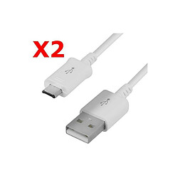 Little Boutik Cable Usb Micro Usb Blanc Lots de 2 Pour Samsung Sony LG Wiko Huawei HTC Nokia Asus Archos TEENO Couleur 