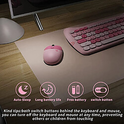 Ensemble clavier et souris sans fil USB, rétro pré,Rose pas cher