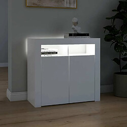 Maison Chic Buffet commode,console avec lumières LED pour rangement Blanc 80x35x75 cm -MN71963 pas cher