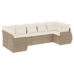 vidaXL Salon de jardin avec coussins 7 pcs beige résine tressée