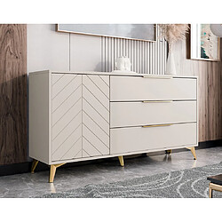 Bestmobilier Boccioni - buffet bas - beige - 154 cm pas cher