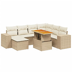 vidaXL Salon de jardin avec coussins 8 pcs beige résine tressée