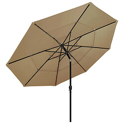 vidaXL Parasol de jardin à 3 niveaux avec mât en aluminium taupe 3,5 m