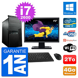 PC Tour Lenovo M91p Ecran 19" Core i7-2600 RAM 4Go Disque 2To Windows 10 Wifi · Occasion 