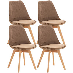 Decoshop26 Lot de 4 chaises de salle à manger design scandinave en tissu velours marron pieds bois clair CDS10381 