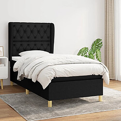 Maison Chic Lit Adulte - Lit simple Lit à sommier tapissier et matelas moelleux - Meuble de Chambre - Noir 80x200 cm Tissu -MN32486