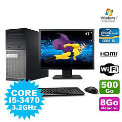 Lot PC Tour DELL 3010 MT I5-3470 Graveur 8Go 500Go HDMI Wifi W7 + Ecran 17" - Occasion