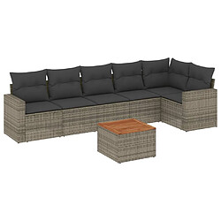 vidaXL Salon de jardin avec coussins 7 pcs gris résine tressée