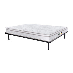 Vente-Unique Ensemble 140 x 200 cm cadre à lattes + matelas ressorts 3 zones et mémoire de forme ép.20cm - WOLKENTANZ de MORGENGOLD