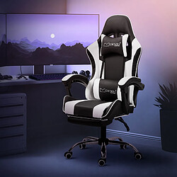 Chaise de massage gaming, noir et blanc, cuir PU ML-Design