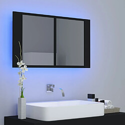 Avis Maison Chic Armoire à miroir de salle de bain,Meuble de rangement,Meuble bas de bain LED Noir 80x12x45 Acrylique -GKD256536