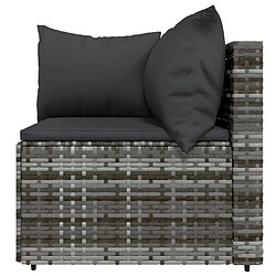 Acheter vidaXL Salon de jardin 3 pcs avec coussins Gris Résine tressée