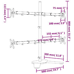 vidaXL Support de moniteur noir acier VESA 75/100 mm pas cher