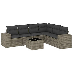 vidaXL Salon de jardin avec coussins 7 pcs gris résine tressée