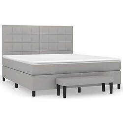 vidaXL Sommier à lattes de lit avec matelas Gris clair 160x200cm Tissu