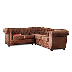 Lisa Design Winston - Canapé d'angle Chesterfield - 5 places - style industriel pas cher