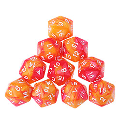 Acheter 10pcs / set 20 faces d20 dés pour donjons jeu de jeu et dragons orange rouge