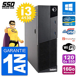 PC Lenovo ThinkCentre M83 SFF Intel i3-4130 RAM 16Go SSD 120Go Windows 10 Wifi - Occasion