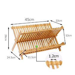 Égouttoir à Vaisselle Pliant avec 2 Niveaux de Rangement en Bambou 43X36XH28CM+Bambo&Co pas cher