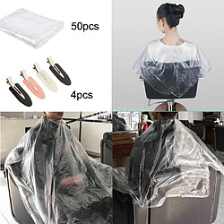 54x Tablier de Coiffure Imperméable Transparent Capes de Coupe de Cheveux Jetables Waterproof avec Pinces à Cheveux Sans Pli