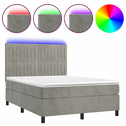 Maison Chic Lit adulte- Lit + matelas,Sommier à lattes de lit avec matelas LED Gris clair 140x190 cm -GKD56445