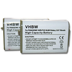 vhbw set de 2 batteries 700mAh pour téléphone fixe sans fil Panasonic KX-TGA230W, KX-TGA271, KX-TGA271A, KX-TGA271B, KX-TGA271V