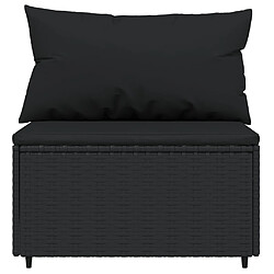 Acheter vidaXL Salon de jardin 3 pcs avec coussins Noir Résine tressée