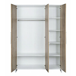 Schardt Armoire bébé 3 portes bois blanc et chêne clair Eco Plus L 126 x H 181 x P 53 cm