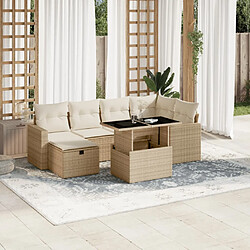 vidaXL Salon de jardin avec coussins 7 pcs beige résine tressée