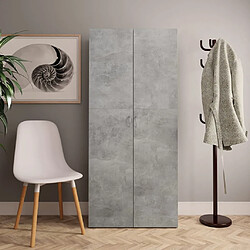 vidaXL Armoire à chaussures Gris béton 80x35,5x180cm Bois d’ingénierie