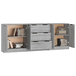 Maison Chic Ensemble de 3 Buffets,commode,console pour rangement Sonoma gris Bois d'ingénierie -MN73386 pas cher