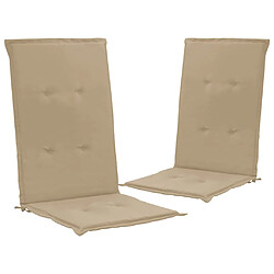 Decoshop26 lot de 2 coussins de chaise de jardin 100% polyester beige 120 x 50 x 3 cm DEC021670