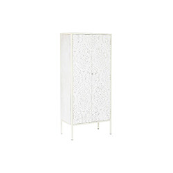 Pegane Armoire en bois sapin blanc avec 2 portes et 2 étagères - Largeur 60 x Hauteur 138 x Profondeur 34 cm