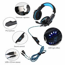 Avis Universal (Bleu) Casque de jeu PS4 Xbox One, casque de jeu PC sur -ear avec lumière LED microphone