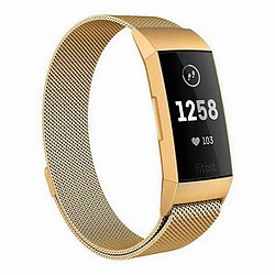 Shot Bracelet en Maille pour FITBIT Charge 3 Taille L 105-133mm Grand Poignet Metal Respirant (OR) 