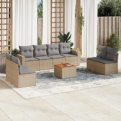 vidaXL Salon de jardin avec coussins 9 pcs beige résine tressée 