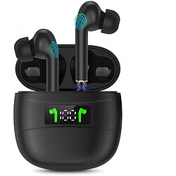 Chrono Véritables écouteurs sans fil, Chronus in Ear Casque Bluetooth avec microphone antibruit, Écouteurs sans fil avec contrôle tactile du volume stéréo HiFi 3D 40H Type-C Étui de chargement pour écran LCD étanche(noir) 