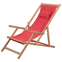 vidaXL Chaise pliable de plage Tissu et cadre en bois Rouge