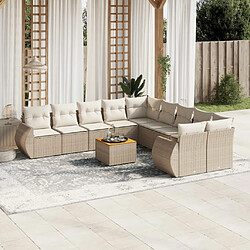 Maison Chic Salon de jardin 11 pcs avec coussins, Ensemble Tables et chaises d'extérieur beige résine tressée -GKD638214