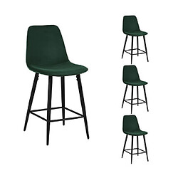 Mes Lot de 4 chaises de bar 42x51,5x98 cm en velours vert foncé - POKSI