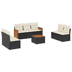 vidaXL Salon de jardin 8 pcs avec coussins noir résine tressée