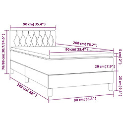 vidaXL Sommier à lattes de lit avec matelas et LED Bleu foncé 90x200cm pas cher